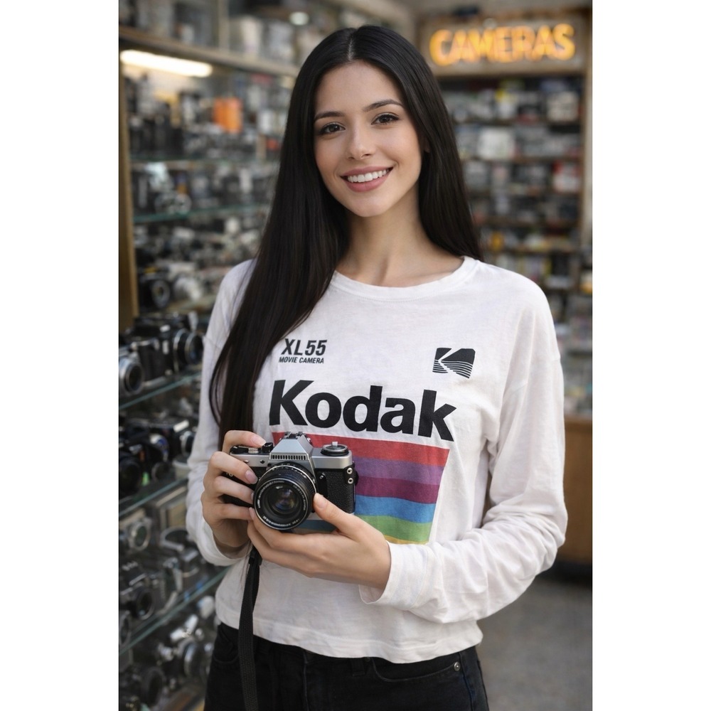 Kodak T-Shirt Unisex White Logo Art Camera Retro Size Large Pullover‎ Y2K Retro